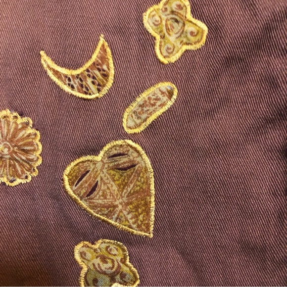 Boho Fall Festival Embroidered Appliqué Flower Leaf Vintage 90’s Bolero Vest - Picture 5 of 5